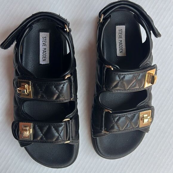 Steve Madden Mona Quilted Sandal in Black size 7 - Picture 5 of 13